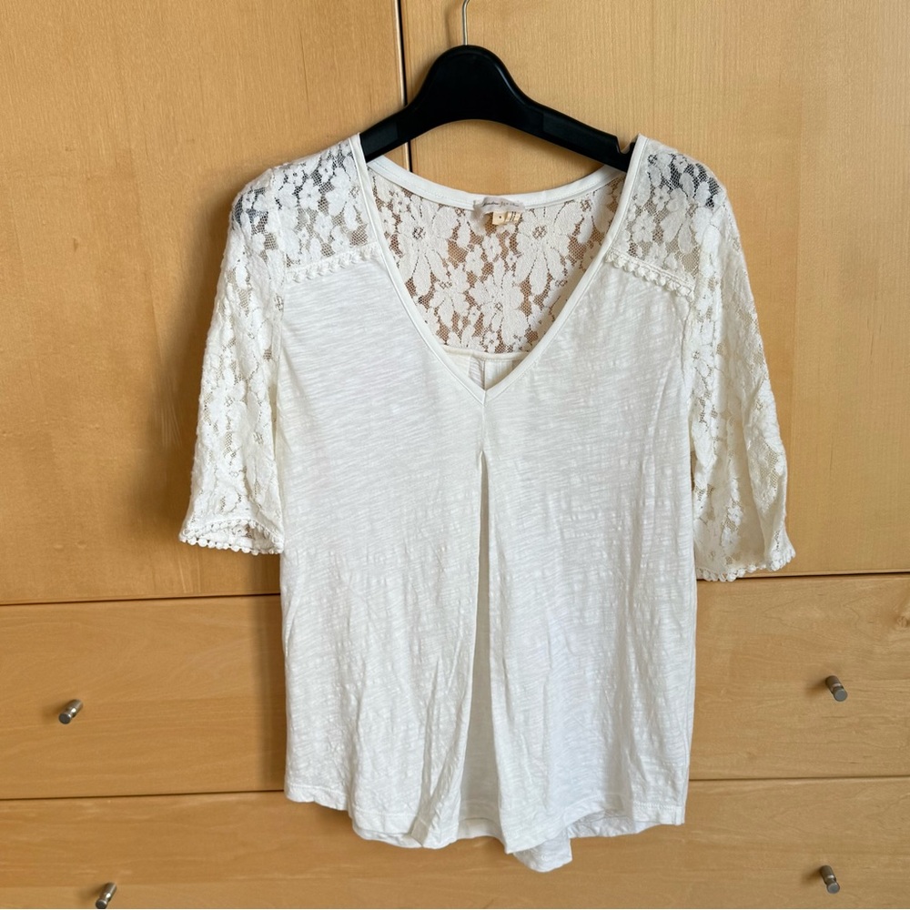 Anthropologie Meadow Rue Lace Tee Top Small